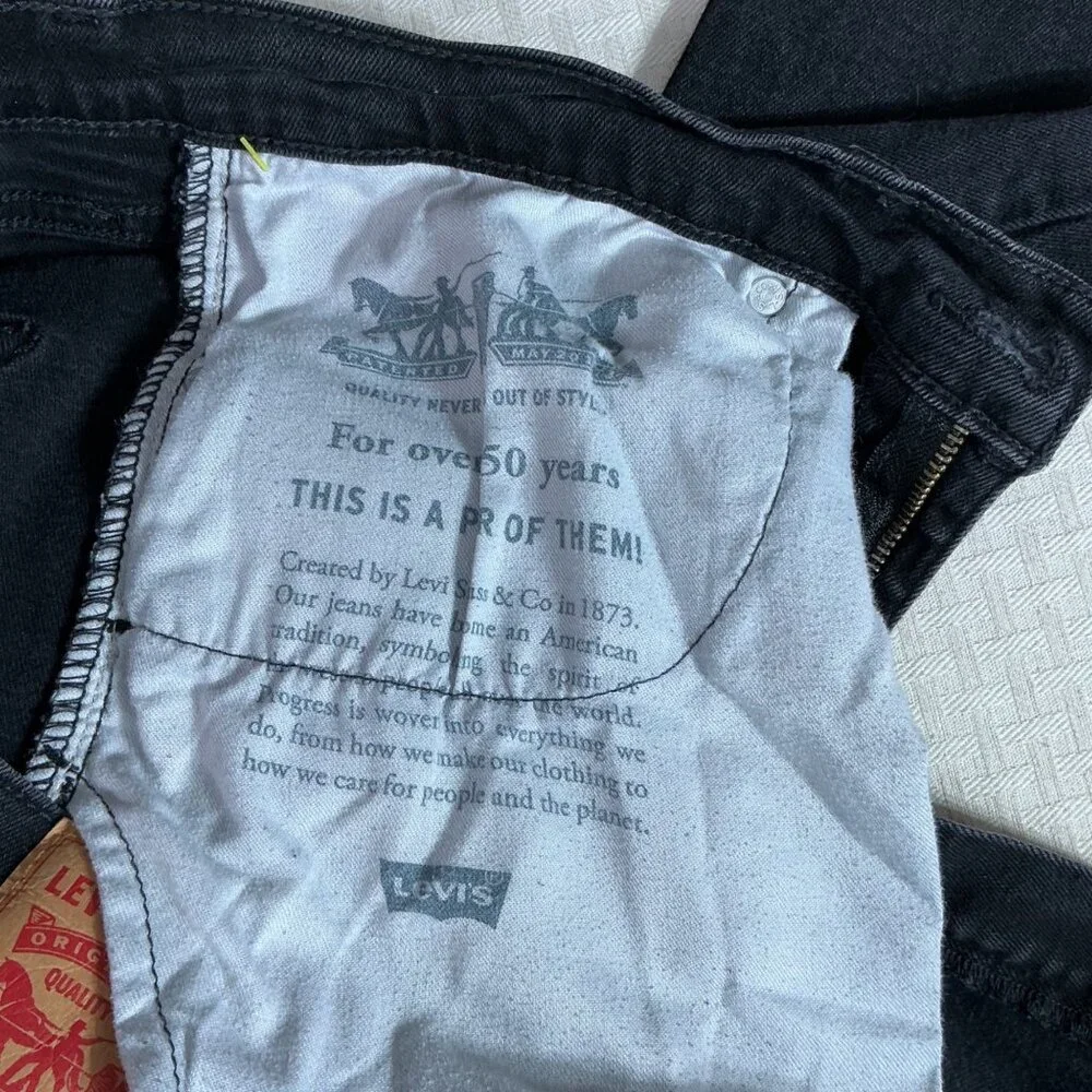 Levis 511 Mens Size W34 L32 Black Slim Fit Denim Jeans Original Riveted Label - Picture 5 of 10